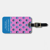 ピンクグローバー顔パターン ラゲッジタグ (正面横)