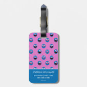 ピンクグローバー顔パターン ラゲッジタグ (裏面縦)