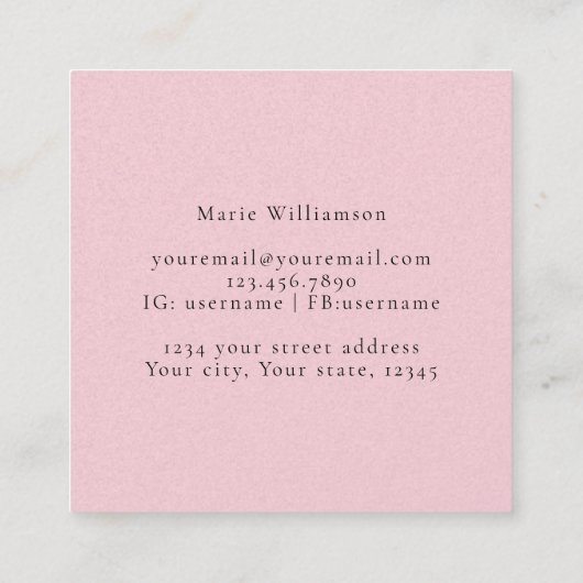 ピンクグローパステルサンセットヒュエステートエージェント スクエア名刺 (裏面)