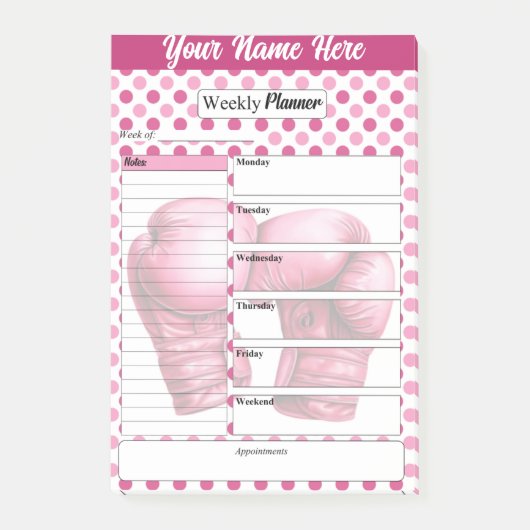 ピンクグローブ_ウィークリープランナー ポストイット (正面)