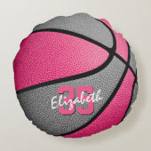 ピンクグースポーツガーリースパーソナライズされたバスケットボール ラウンドクッション (裏面)
