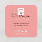 ピンクケトルベル&ハートフィットネス&パーソナルトレーナー スクエア名刺 (裏面)