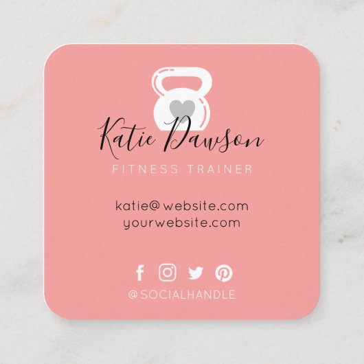 ピンクケトルベル&ハートフィットネス&パーソナルトレーナー スクエア名刺 (裏面)