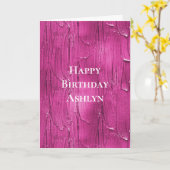 ピンクケーキつや消し誕生日 カード (黄色い花)