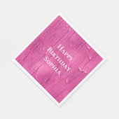 ピンクケーキつや消し誕生日 スタンダードランチョンナプキン (角)