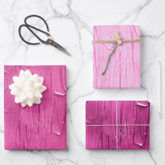 ピンクケーキつや消し誕生日 ラッピングペーパーシート (正面)