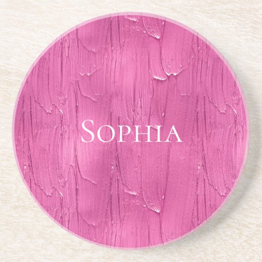 ピンクケーキつや消し パーソナライズされた コースター (正面)