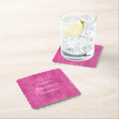 ピンクケーキつや消し パーソナライズされた ペーパーコースター (インサイチュ)