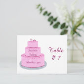 ピンクケーキとハート結婚のテーブル番号 ポストカード (スタンド正面)
