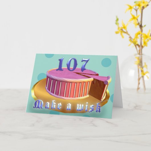 ピンクケーキストライプ誕生日カード107ピンクケーキ カード (黄色い花)