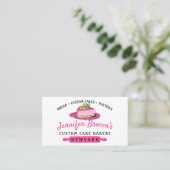 ピンクケーキスライスおいしいペストリーベーカリー 名刺 (スタンド正面)