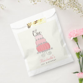 ピンクケーキデイジーワンベビーガール1st誕生日パーティー フェイバーバッグ