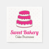 ピンクケーキナプキンとドットベーカリー誕生日 スタンダードカクテルナプキン (正面)