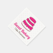 ピンクケーキナプキンとドットベーカリー誕生日 スタンダードカクテルナプキン (角)