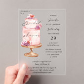 ピンクケーキブライダルシャワー アクリル招待状 (インサイチュ (ポータブル))