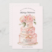 ピンクケーキブライダルシャワー 招待状 (正面/裏面)