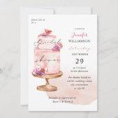 ピンクケーキブライダルシャワーwピンク 招待状 (正面)