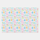 ピンクケーキプレゼントバルーン35誕生日 ラッピングペーパーシート (正面3)