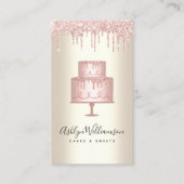 ピンクケーキベーカリーグリッタードリップス金ゴールドシェフデザート 名刺 (正面)