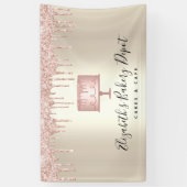 ピンクケーキベーカリーシェフグリッタードリップスクリプト金ゴールド 横断幕 (縦)