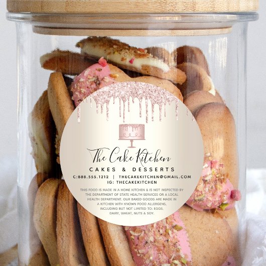 ピンクケーキベーカリーシェフグリッタードリップス金ゴールド法務 ラウンドシール