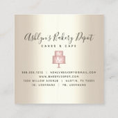 ピンクケーキベーカリー金ゴールドグリッタードリップデザート金ゴールド スクエア名刺 (裏面)