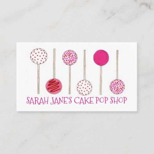 ピンクケーキポップベーカリーベイクショップベーキングペストリーフード 名刺 (正面)