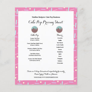 ピンクケーキポップ・アートのビジネスロゴ振り分け価格リスト チラシ