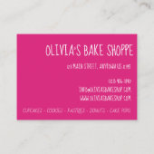 ピンクケーキポップ・アートのベーカリーパティシシェフベイクショップ料理 名刺 (裏面)