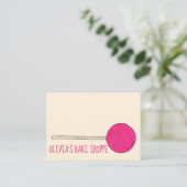 ピンクケーキポップ・アートのベーカリーパティシシェフベイクショップ料理 名刺 (スタンド正面)