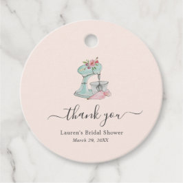 ピンクケーキミキサーブライダルシャワーありがとうギフトラベル フェイバータグ