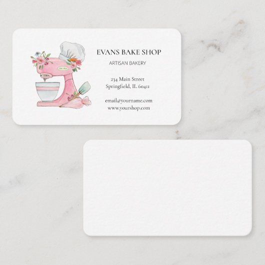 ピンクケーキミキサーロゴベーカリー 名刺 (正面/裏面)