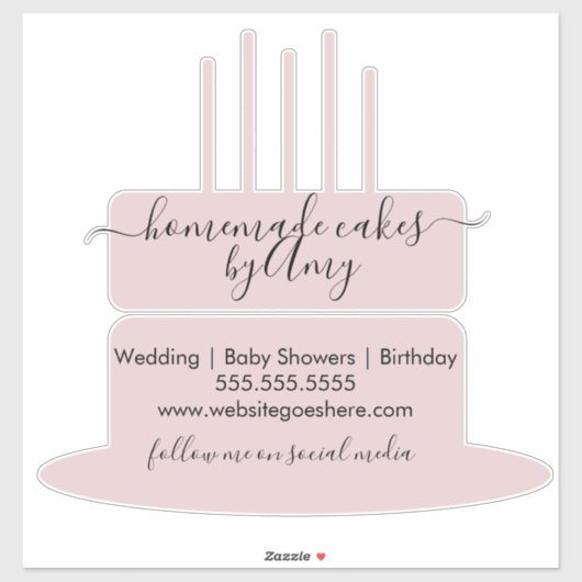 ピンクケーキロゴベーカリービジネスマーケティング車デカール シール (シート)