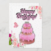 ピンクケーキ誕生日カード シーズンカード (正面/裏面)