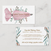 ピンクケーキ配管バッグホイップクリームベーカリー 名刺 (正面/裏面)