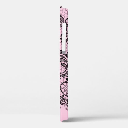 ピンクケースメイトiPhoneケース上のブラックレースのフリンジ Case-Mate iPhoneケース (裏面 / 左)