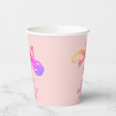 ピンクゲッコリザードスケッチ子供の誕生日 紙コップ (左)