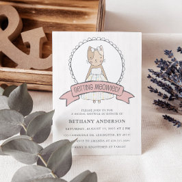 ピンクゲティングメイドキャットテーマブライダルシャワー 招待状