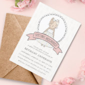 ピンクゲティングメイドキャットテーマブライダルシャワー 招待状