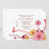 ピンクゲルベラ宗教的招待状 招待状 (正面/裏面)
