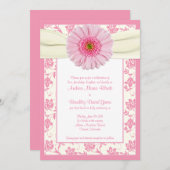 ピンクゲ淡い色のルベラアイボリーフローラ結婚式招待状 招待状 (正面/裏面)