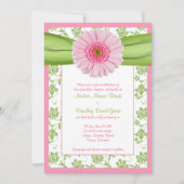 ピンクゲ淡い色のルベラグリーンフローラ結婚式招待状 招待状 (正面)