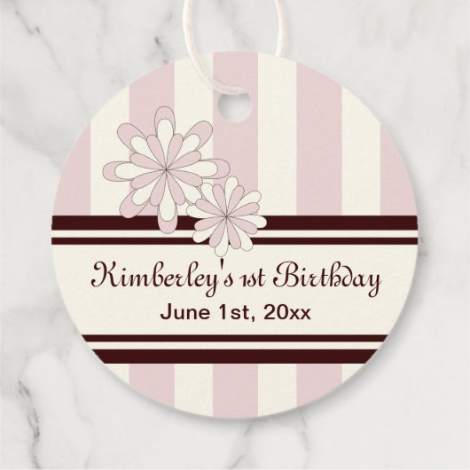 ピンクコアラガールベビーシャワー/誕生日ありがとう フェイバータグ (裏面)