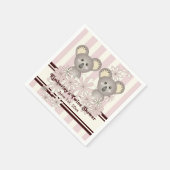 ピンクコアラツインガールベビーシャワー/子供の誕生日 スタンダードカクテルナプキン (角)