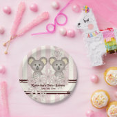 ピンクコアラツインベビーシャワー/キッズガール誕生日 ペーパープレート (パーティー)