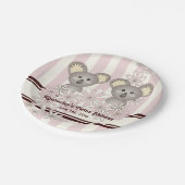 ピンクコアラツインベビーシャワー/キッズガール誕生日 ペーパープレート (アングル)