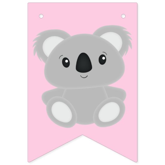 ピンクコアラベアーバースデーパーティー バンティングフラッグ (第1の旗)