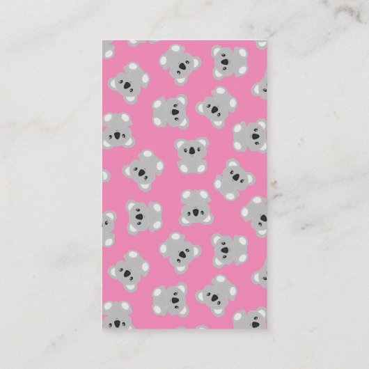 ピンクコアラ熊ベビーシャワー エンクロージャーカード (裏面)