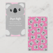 ピンクコアラ熊ベビーシャワー エンクロージャーカード (正面/裏面)