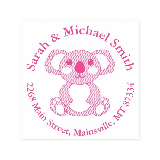 ピンクコアラ熊ベビーシャワー セルフインキングスタンプ (デザイン)